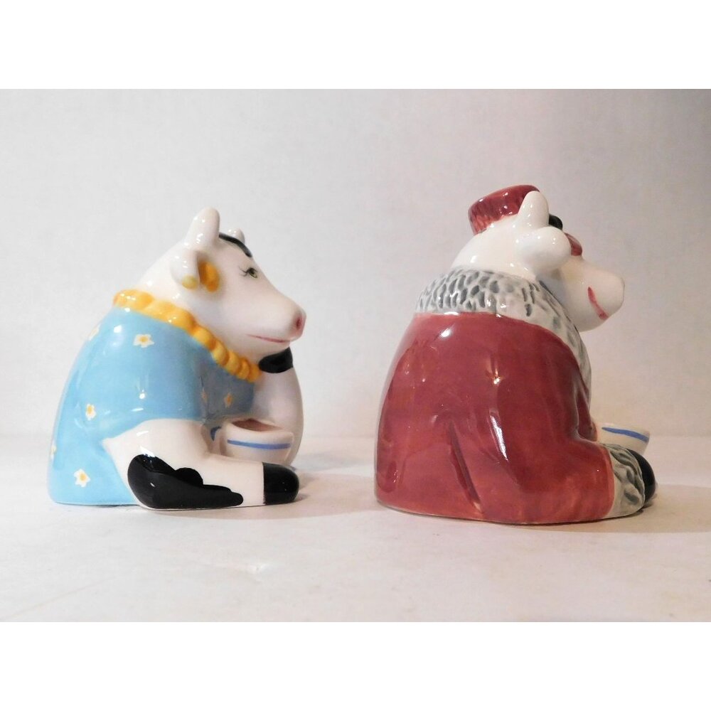Clay Art Coffee Counter Cow Salt & Pepper Shakers 7435 Vintage 1992 Ceramic - Picture 5 of 11